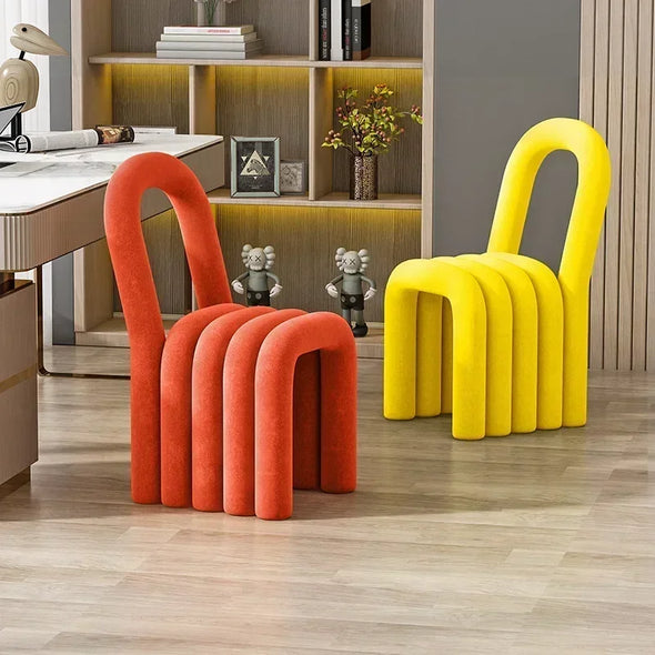 Makeup Dressing Stool Special-Shape Lambswool Home Decorative Chair Creative Nordic Rainbow Dining Chair for Bedroom Living Room