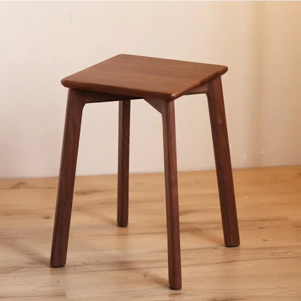 Elegant Black Walnut Dining Stool Simple Wooden Stackable Small Bench Versatile Seating Solution for Living Room