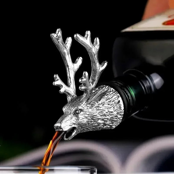 1 PC Zinc Alloy Deer Elk Head Mouth Wine Pourer Wines Extractor Silver Pourers Bar Accessories Dispenser for Wine