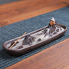 Backflow Incense Burner Ceramic Purple Sand Incense Stove Zen Buddhist Hand Incense Stick Holder Home Office Decoration Ornament