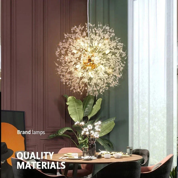 1 PCS Modern Nordic Light Luxury Dandelion Shaped Crystal Chandelier Living Room and Bedroom Do Not Include Light Bulb G9 Socket