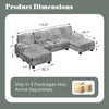 Convertible Sectional Sofa Couch, 4 Seat Sofa Set for Living Room U-Shaped Modern Fabric Modular Sofa Sleeper with Double Chais