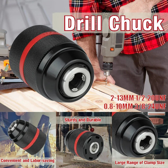 2-13mm Keyless Threaded Metal Drill Chuck, Hex Shank/SDS/Square Quick Grip Adapter, Chuck for Drill Bits Screwdriver Tap&Sockets