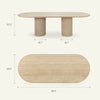 Customized Cava Fluted Oval Beige Travertine Dining Table Living Room Stone Furniture Travertine Dining Table