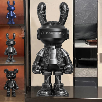 34cm Fashion Brand Y2k Rabbit Statue Robot Bearbrickly Large Sculpture Resin Desktop Figuriens Ornaments Y2k Home Interior Decor