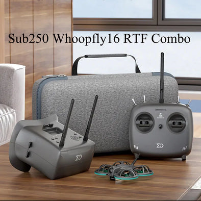 Sub250 Whoopfly16 RTF Combo with Whoopfly16 Analog FPV Drone/Elrs 2.4g Remote Control/Goggles 01/530mAh 90C 1S Battery Charger