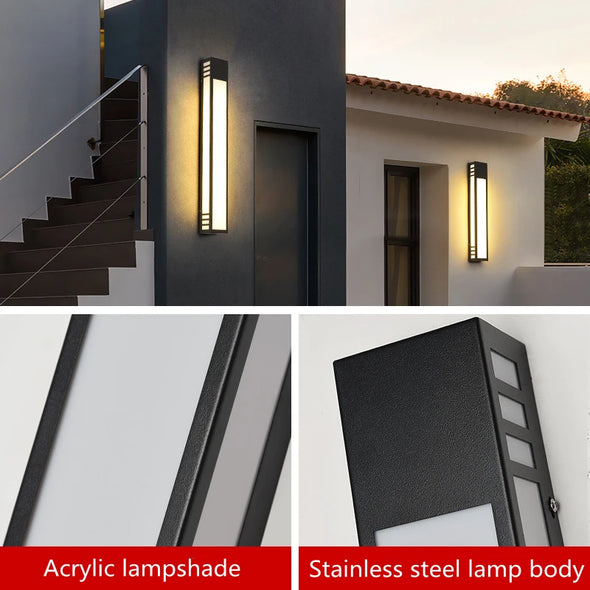 Modern Simple Outdoor Waterproof LED Wall Lamp Courtyard Garden Exterior Wall Lamp Lighting Villa Door Wall Lamp Post Wall Lamp