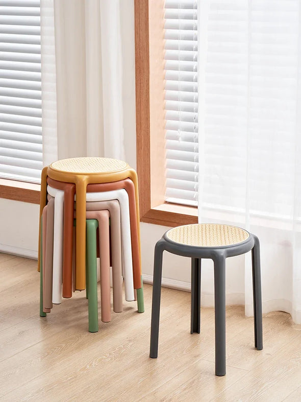 Plastic stool thickened household Nordic simple chair living room dining table high bench  cooked rubber rattan board furniture