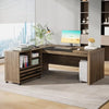 62.2" Executive Desk with Mobile File Cabinet, L-Shaped Office with Storage Shelves, Large Computer Desk Business Workstation