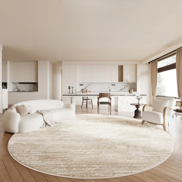 Cream Style Living Room Decoration Round Carpet Fluffy Soft Rugs for Bedroom Large Area Thick Cloakroom Rug Home Plush Floor Mat