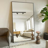 Large Mirror Full Length 34"x76", Floor Body Mirror with Stand, Metal Frame Wall-Mounted Vanity Mirror, Hanging Leaning